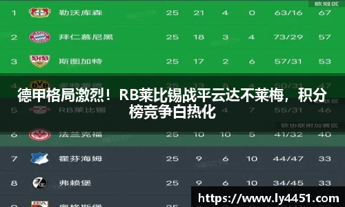 德甲格局激烈！RB莱比锡战平云达不莱梅，积分榜竞争白热化