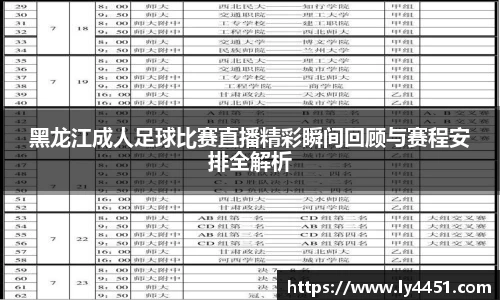 黑龙江成人足球比赛直播精彩瞬间回顾与赛程安排全解析